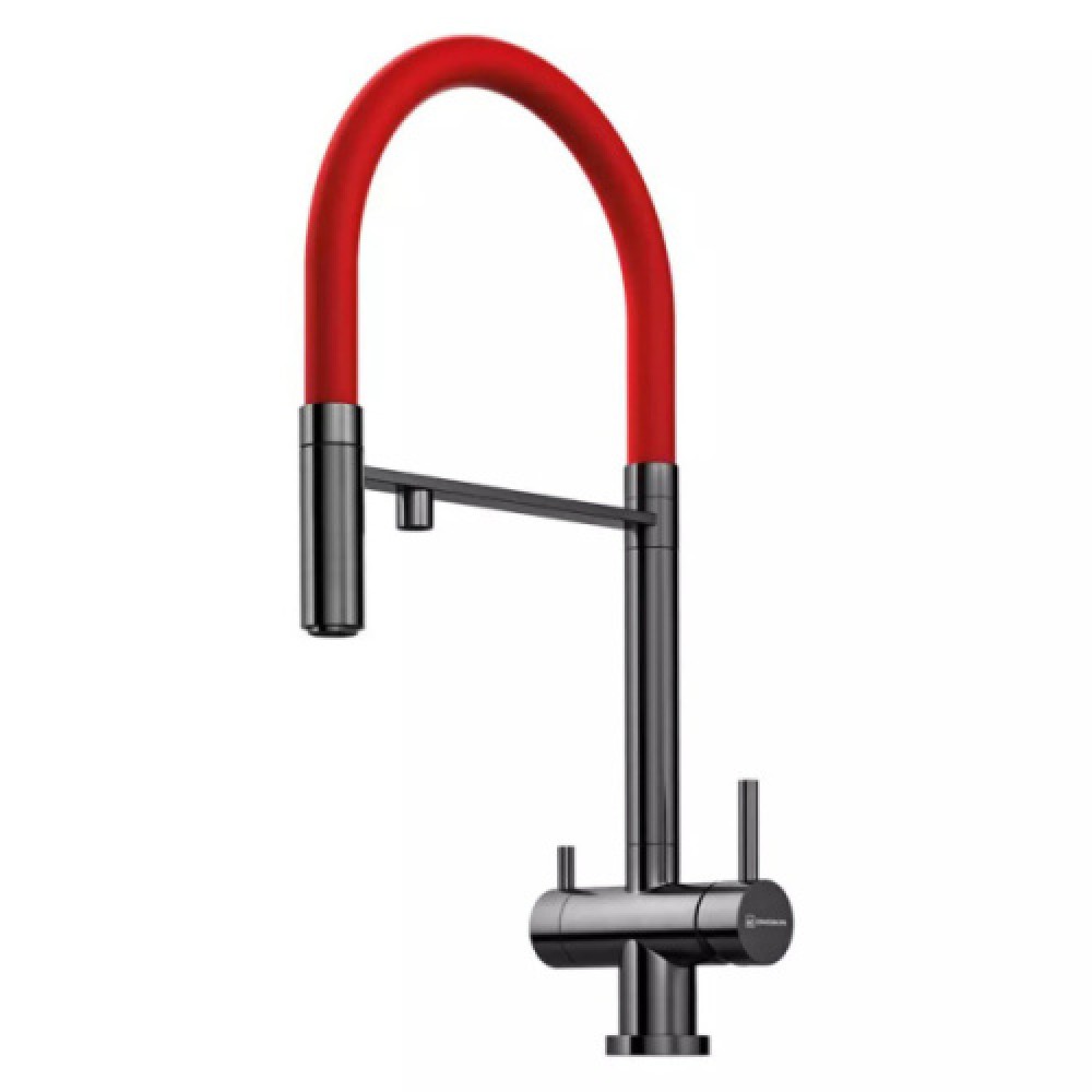 Смеситель для питьевой воды Omoikiri Kanto PVD-GM вороненая сталь/красный 4994013
