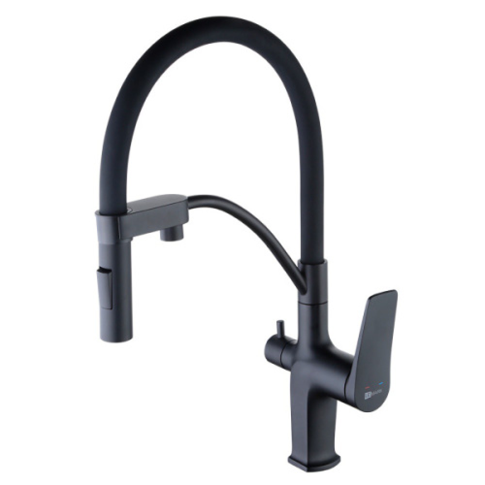 Смеситель для питьевой воды Lemark Bronx с гибким изливом черный LM3761BL