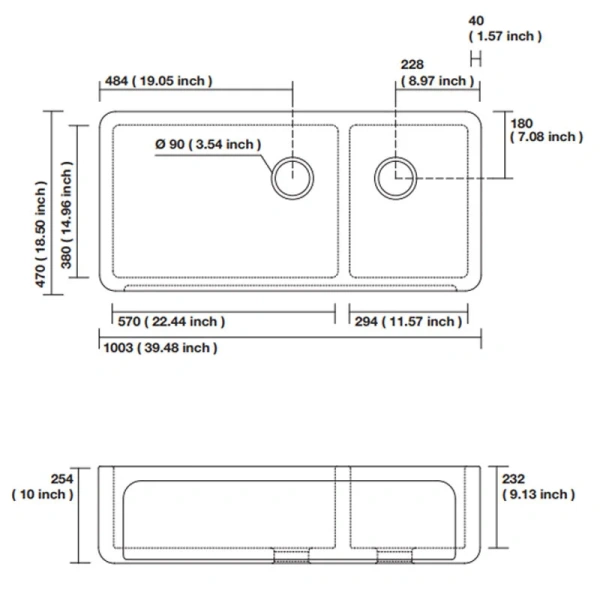 Мойка для кухни Kerasan Hannah 100 см белая 543001 Мойка для кухни Kerasan Hannah 100 см белая 543001
