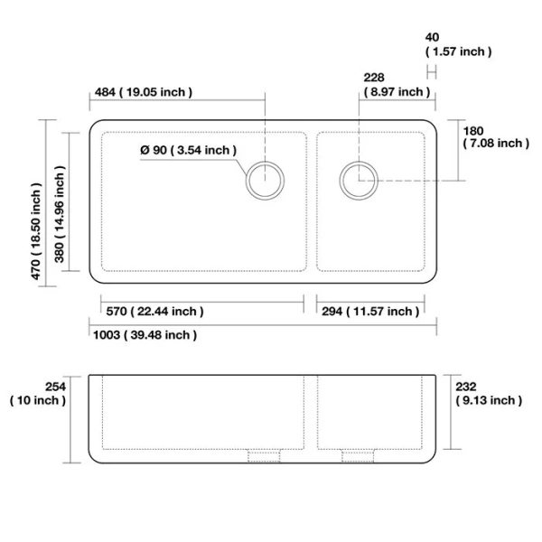 Мойка для кухни Kerasan Hannah 100 см белая 543101 Мойка для кухни Kerasan Hannah 100 см белая 543101