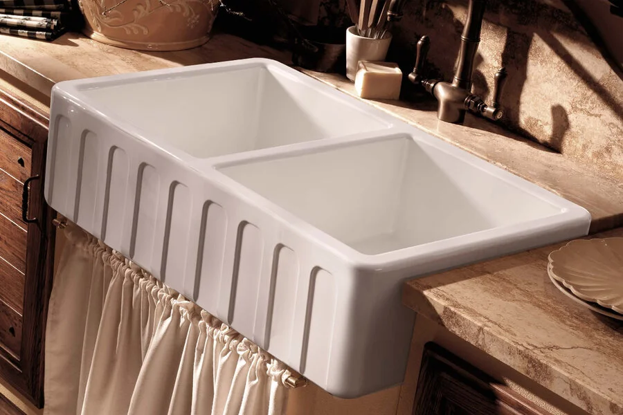 Мойка для кухни Kerasan Hannah 100 см двойная 545101 Мойка для кухни Kerasan Hannah 100 см двойная 545101