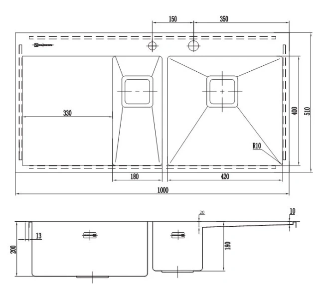 Мойка для кухни Omoikiri Akisame 100-2-GM-R 100 см вороненая сталь, чаша справа 4973104 Мойка для кухни Omoikiri Akisame 100-2-GM-R 100 см вороненая сталь, чаша справа 4973104