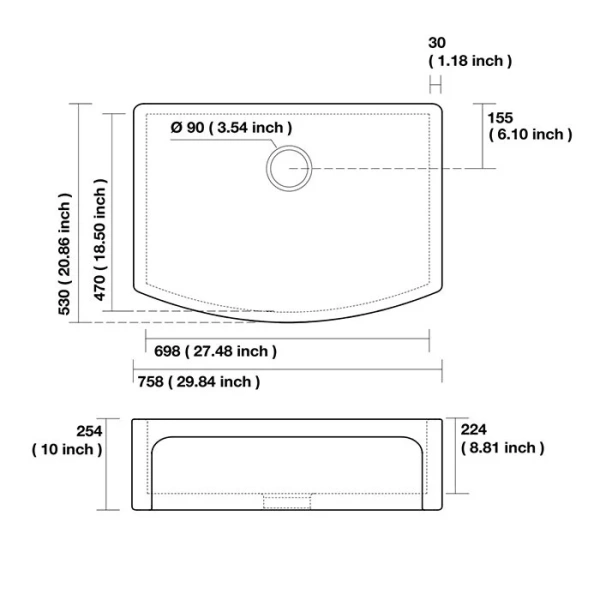 Мойка для кухни Kerasan Hannah 75 см без отверстий под смеситель 544101 Мойка для кухни Kerasan Hannah 75 см без отверстий под смеситель 544101