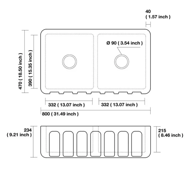 Мойка для кухни Kerasan Hannah 80 см белая 545001 Мойка для кухни Kerasan Hannah 80 см белая 545001