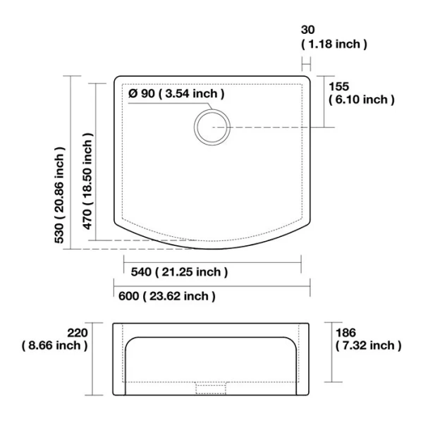Мойка для кухни Kerasan Hannah 60 см белая 544001 Мойка для кухни Kerasan Hannah 60 см белая 544001