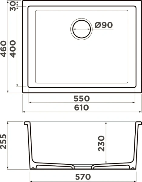 Мойка для кухни Omoikiri Okinoshima 61-U/I-WH Glossy 61 см черная 4993256 Мойка для кухни Omoikiri Okinoshima 61-U/I-WH Glossy 61 см черная 4993256