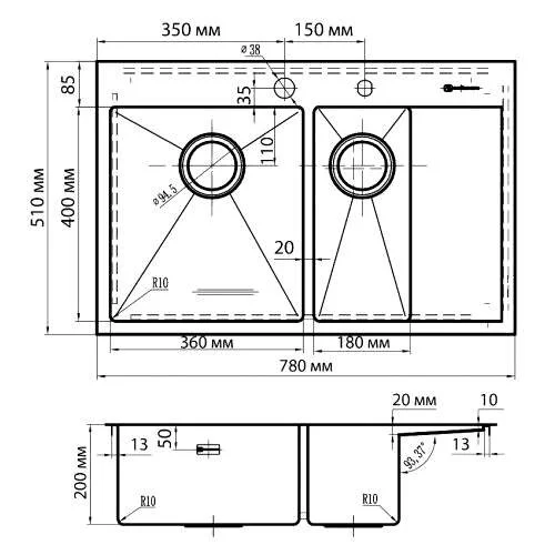 Мойка для кухни Omoikiri Akisame 78-2-IN-L 78 см нержавеющая сталь чаша слева 4973062 Мойка для кухни Omoikiri Akisame 78-2-IN-L 78 см нержавеющая сталь чаша слева 4973062