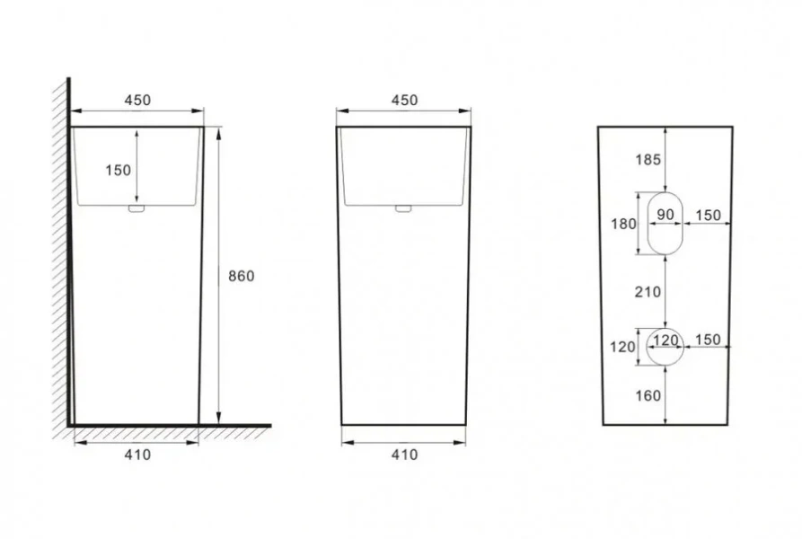 Раковина напольная SantiLine 45 см керамическая белая SL-4014 Раковина напольная SantiLine 45 см керамическая белая SL-4014
