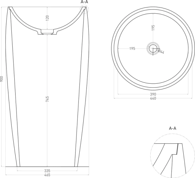 Раковина напольная Salini Armonia 03 белый матовый 130113SM Раковина напольная Salini Armonia 03 белый матовый 130113SM
