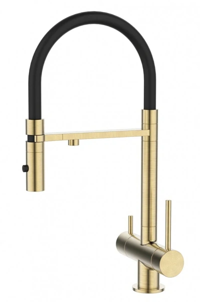 Смеситель для питьевой воды IDDIS Ace с гибким изливом матовое золото ACEMGFFi05