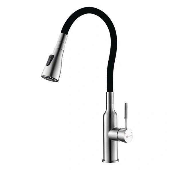 Смеситель для кухни Lemark Expert с гибким изливом хром/черный LM5082S-Black