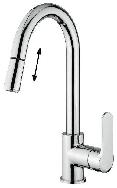 Смеситель с выдвижным изливом для кухни Emmevi Nefer CR77066 77066CR