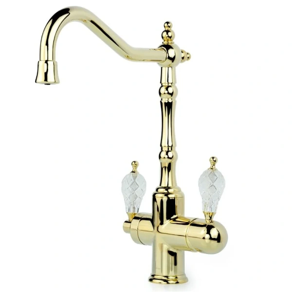 Смеситель для питьевой воды Boheme Kitchen золото ручка хрусталь 112-CRST