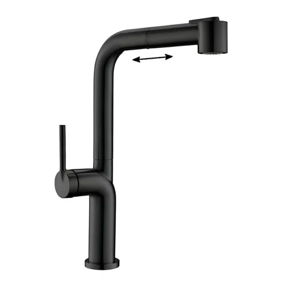 Смеситель для кухни BelBagno с выдвижным изливом черный матовый BB-LAM60-NERO