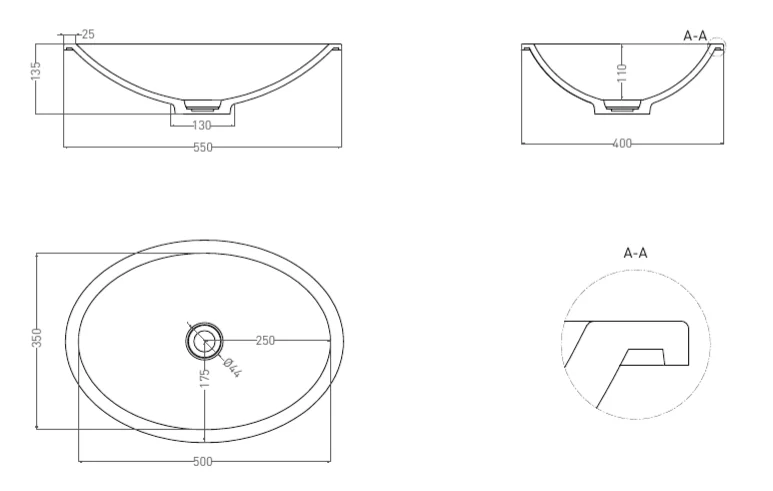 Раковина Salini Marea 11 55 см овальная 1802111G Раковина Salini Marea 11 55 см овальная 1802111G