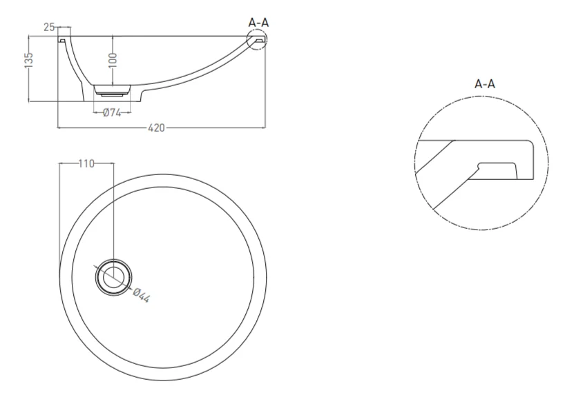 Раковина Salini Marea 08 1802208 42 см встраиваемая Раковина Salini Marea 08 1802208 42 см встраиваемая