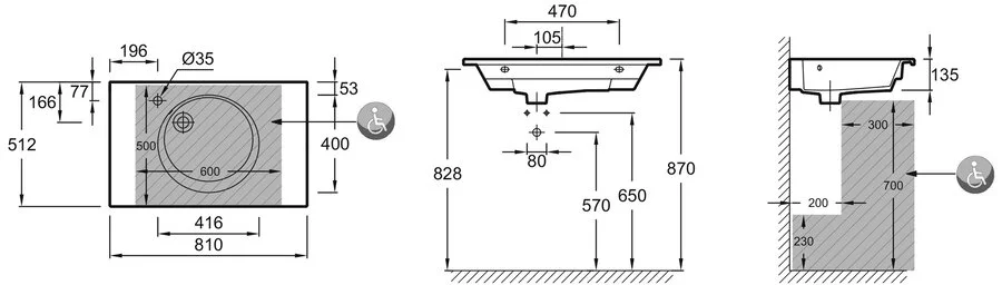 Раковина Jacob Delafon Odeon Rive Gauche 81 см подвесная EXAW112-Z-00 Раковина Jacob Delafon Odeon Rive Gauche 81 см подвесная EXAW112-Z-00