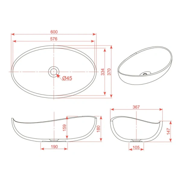 Раковина Montebianco Onda 60 см белая матовая 11020 Раковина Montebianco Onda 60 см белая матовая 11020