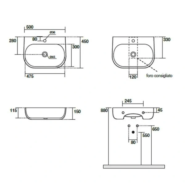 Раковина Kerasan Nolita 5340 50 см прямоугольная Раковина Kerasan Nolita 5340 50 см прямоугольная