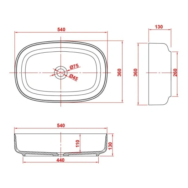 Раковина Montebianco Conca 54 см белая матовая 12020 Раковина Montebianco Conca 54 см белая матовая 12020
