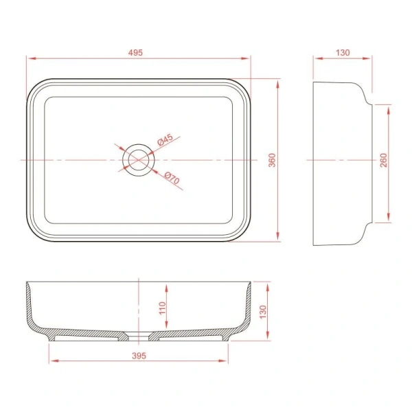 Раковина Montebianco Loreto Lungo 50 см белая матовая 12017 Раковина Montebianco Loreto Lungo 50 см белая матовая 12017