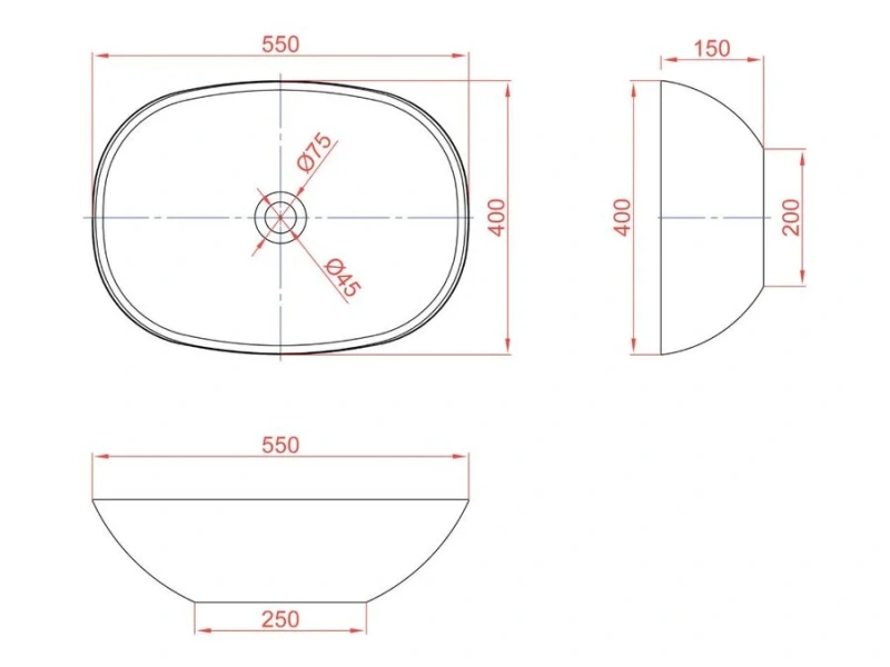 Раковина Montebianco Loreto Cinque 55 см белая матовая 12023 Раковина Montebianco Loreto Cinque 55 см белая матовая 12023