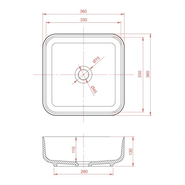Раковина Montebianco Loreto Piazza 36 см белая матовая 12018 Раковина Montebianco Loreto Piazza 36 см белая матовая 12018