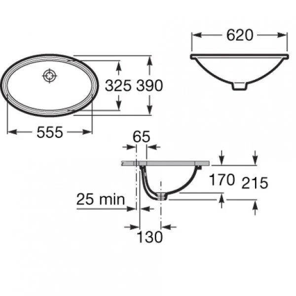 Раковина Roca Grand Berna 62 см встраиваемая 327899000 Раковина Roca Grand Berna 62 см встраиваемая 327899000