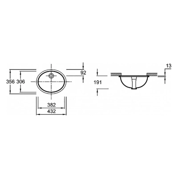 Раковина Jacob Delafon Caxton 43.2 см встраиваемая 2209-0 Раковина Jacob Delafon Caxton 43.2 см встраиваемая 2209-0