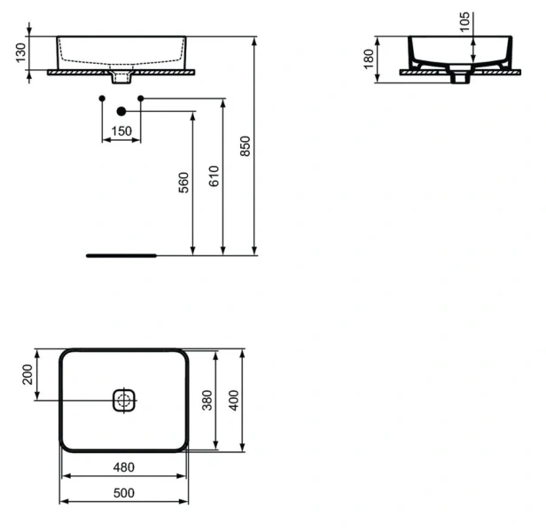 Раковина Ideal Standard Strada II 50 см без отверстия перелива T296701 Раковина Ideal Standard Strada II 50 см без отверстия перелива T296701