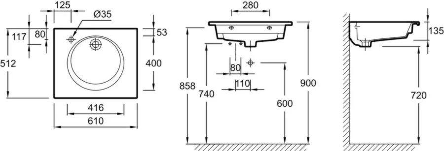Раковина Jacob Delafon Odeon Rive Gauche 60 см подвесная EXBA112-00 Раковина Jacob Delafon Odeon Rive Gauche 60 см подвесная EXBA112-00