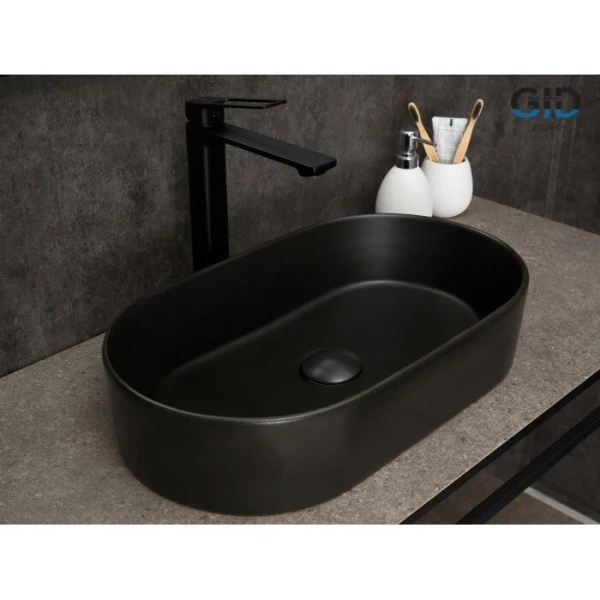 Раковина GID Lago N9020bg 53 см черный графит 53379 Раковина GID Lago N9020bg 53 см черный графит 53379