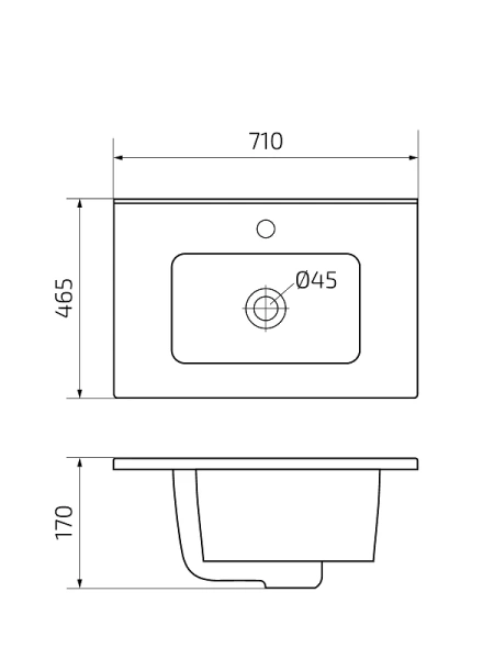Раковина GID Integrado 9070s 71 см встраиваемая сверху 71156 Раковина GID Integrado 9070s 71 см встраиваемая сверху 71156