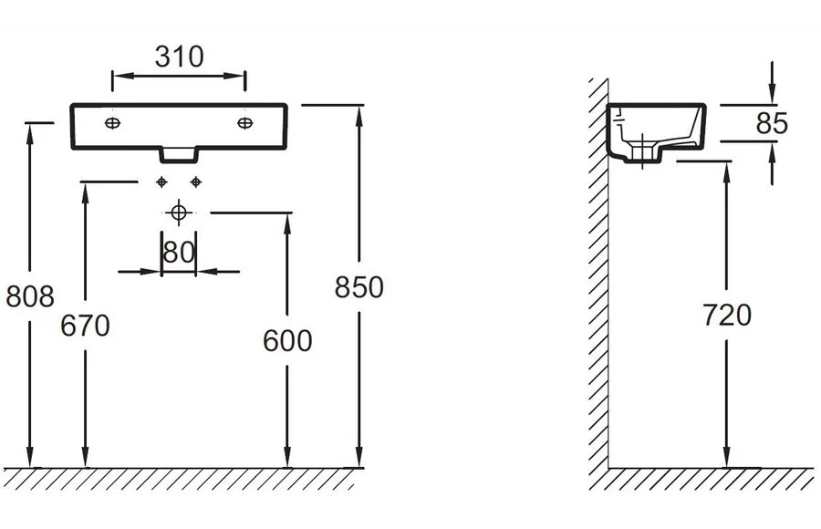 Раковина Jacob Delafon Odeon Rive Gauche EGO112 50 см подвесная Раковина Jacob Delafon Odeon Rive Gauche EGO112 50 см подвесная