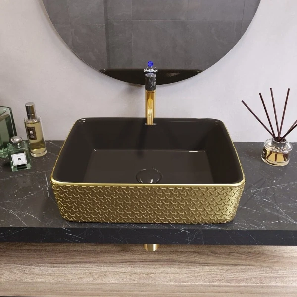 Раковина Grossman Color 48 см золото/черная GR-3016GBR Раковина Grossman Color 48 см золото/черная GR-3016GBR