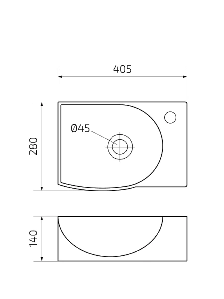 Раковина GID Suspendido N9276L 41 см левосторонняя 61130L Раковина GID Suspendido N9276L 41 см левосторонняя 61130L