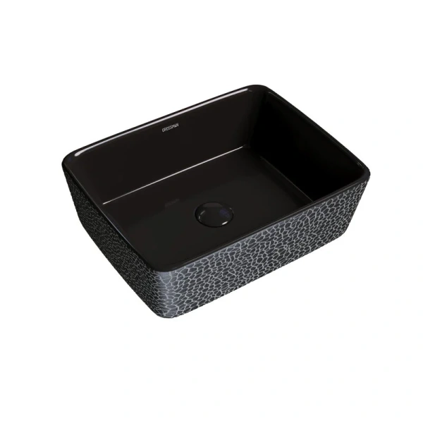 Раковина Grossman Color 48 см черная с текстурой кожи GR-3016BBL