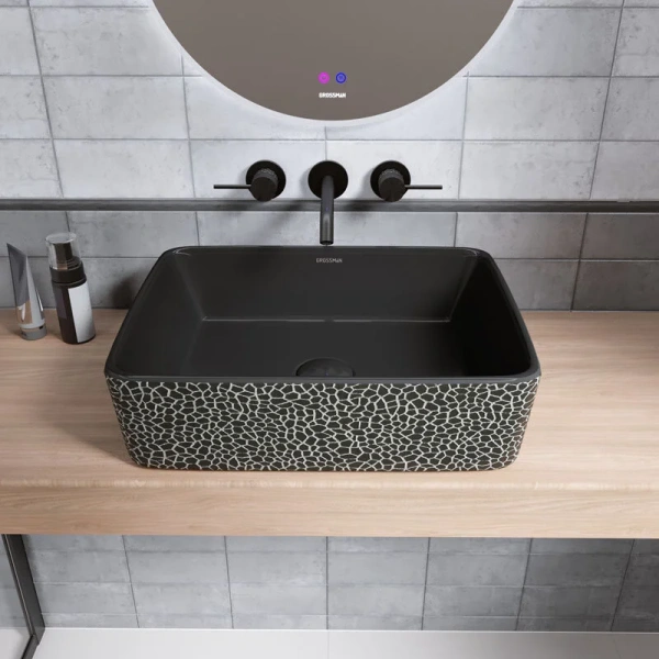 Раковина Grossman Color 48 см черная с текстурой кожи GR-3016BBL Раковина Grossman Color 48 см черная с текстурой кожи GR-3016BBL