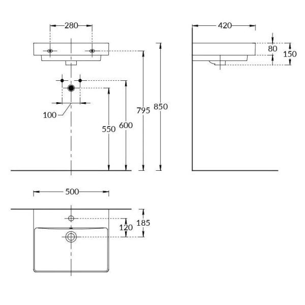 Раковина Kerama Marazzi Pro 50 см подвесная PROR.wb.50 Раковина Kerama Marazzi Pro 50 см подвесная PROR.wb.50