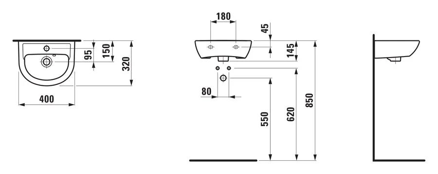 Раковина Laufen Pro 40 см белая 8.1595.1.000.104.1 Раковина Laufen Pro 40 см белая 8.1595.1.000.104.1
